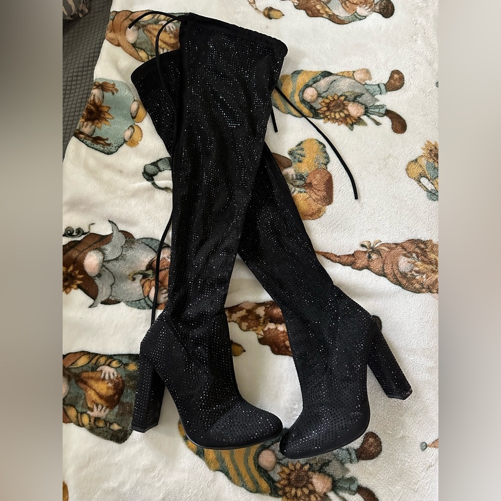Over the knee rhinestone boots